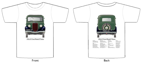 Ford Model Y Tudor 1932-37 T-shirt Front & Back